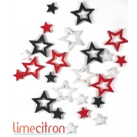 Acrylic-small stars (red, white and black)